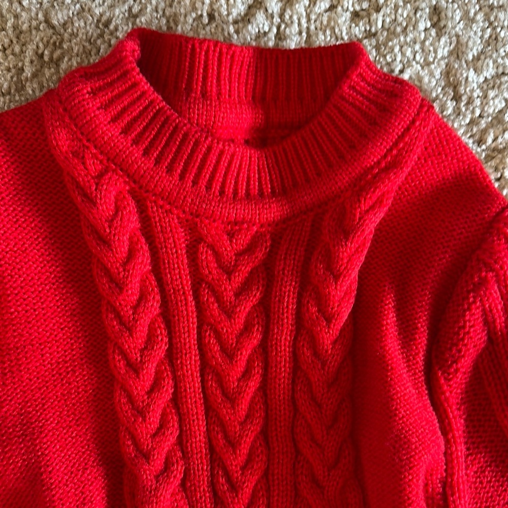 Red Knit Dress with Ruffle Skirt - Picture 3 of 5